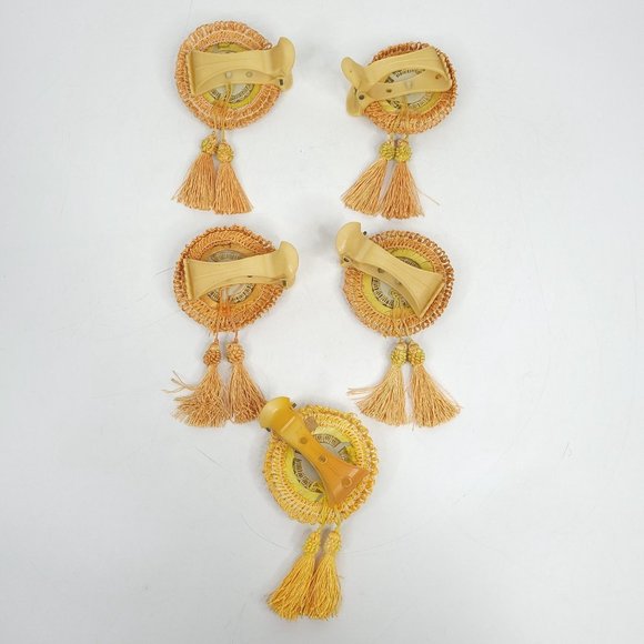 5 Vintage Curtain Drapery Tie Back Clips Tassel Medallion Hollywood Regency MCM - Picture 2 of 8